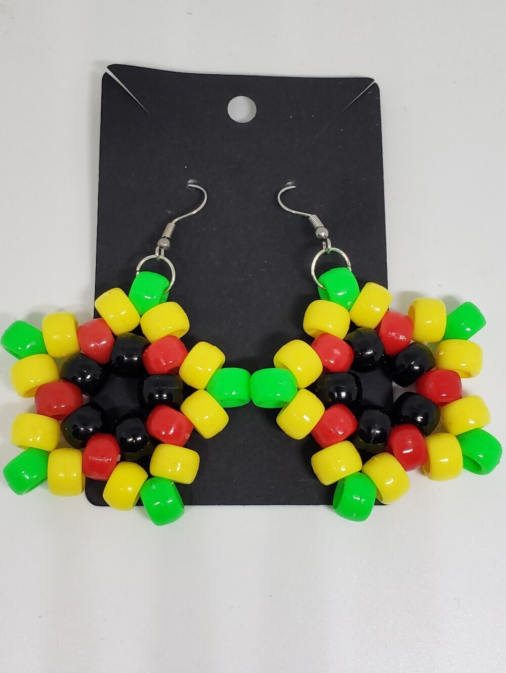 Handmade Rasta Kandi Star Earrings